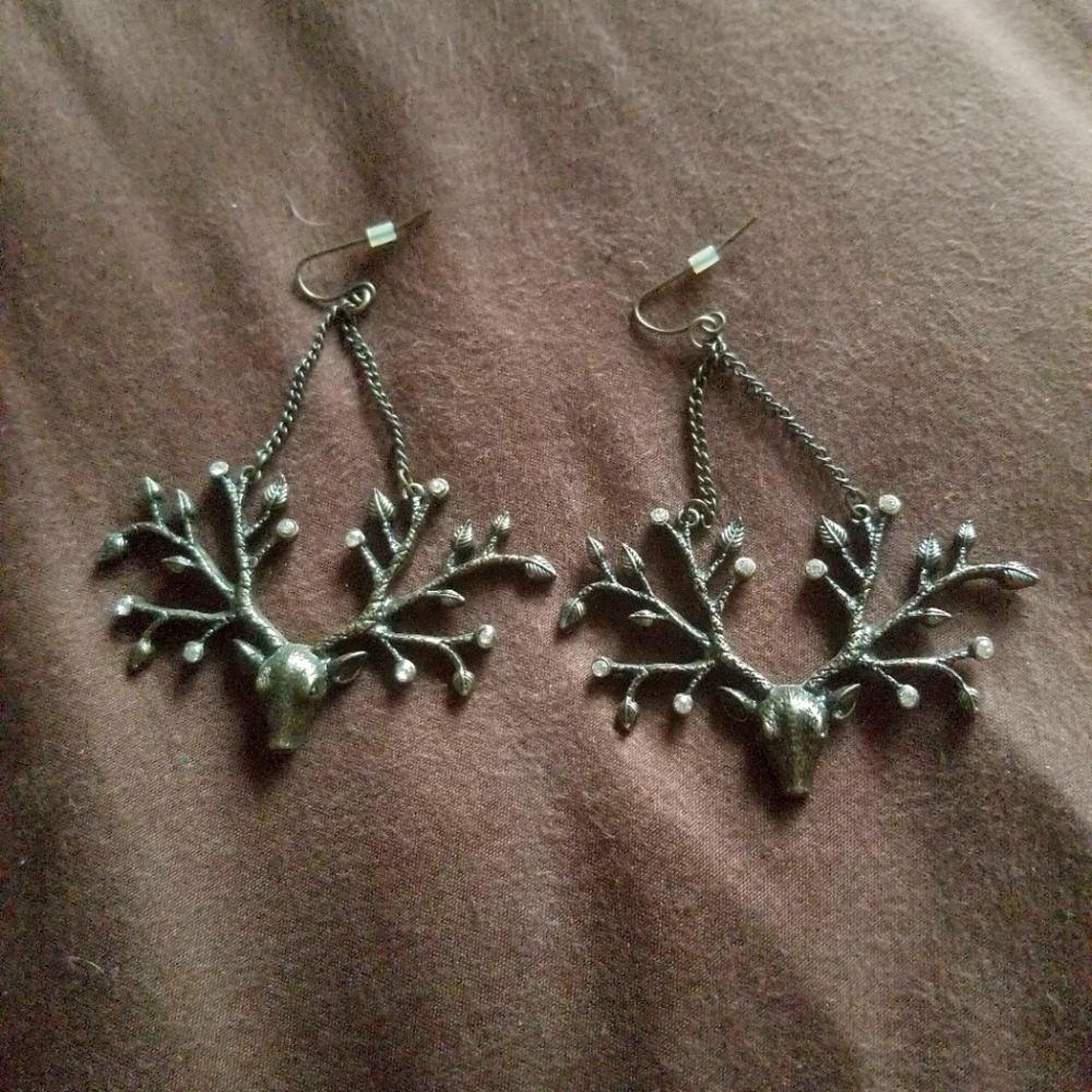 Deer with Antler earrings
